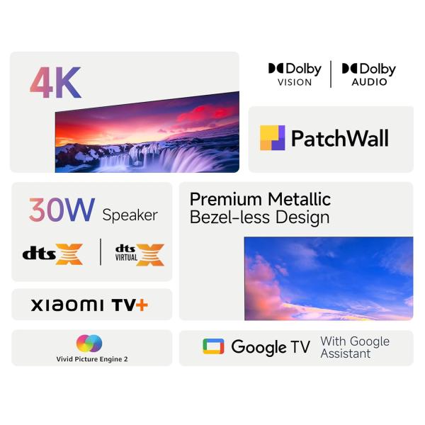 MI Xiaomi 108 cm (43 inches) A Pro 4K Dolby Vision Smart Google LED TV L43MA-AUIN (Black)
