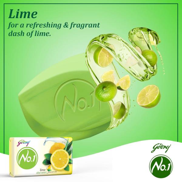 Godrej No.1 Lime & Aloe Vera (150g), Pack of 9 - High TFM (Grade 1 Soap), Long-Lasting Fragrance