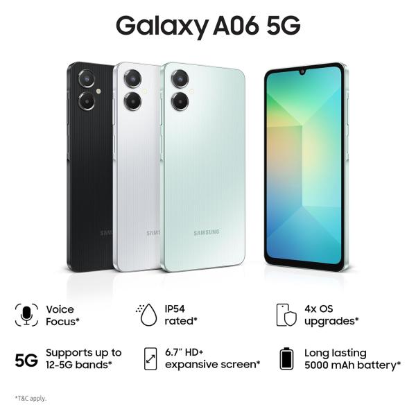 Samsung Galaxy A06 5G (Light Green, 4GB RAM, 64GB Storage)
