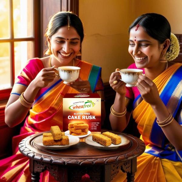 Wheafree Gluten-Free Cake Rusk – Crispy & Crunchy Tea-Time Toast | No Maida Rusk Biscuit | Egg-Based, High-Fiber & Easy to Digest | Healthy Wheat-Free Snack - 300g