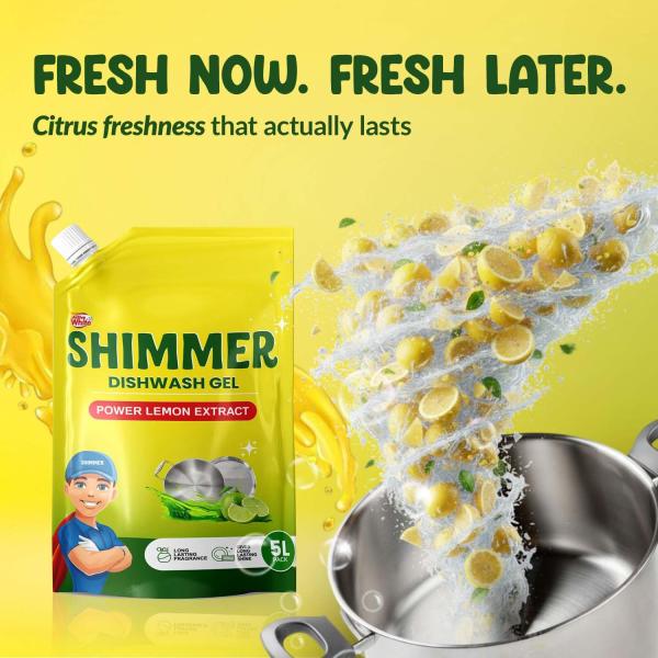 Shimmer Dishwash Gel – 5L Family Pack | Powerful Lemon Action for Tough Grease