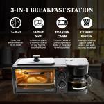 Cadlec MultiChef Pro 3 in 1 Breakfast Maker With Oven Toaster Griller, Coffee Maker, Frying Pan | Adjustable Temperature & Timer, Bake, Grill & Toast- Black