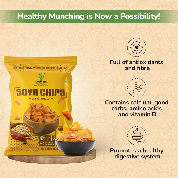 Supreem Super Foods Soya Chips | Roasted Soya Chips | Healthy Soy Chips Snack