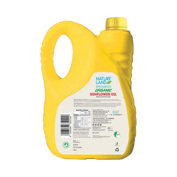 Natureland Organics Sunflower Oil 5 Ltr - Cold Pressed