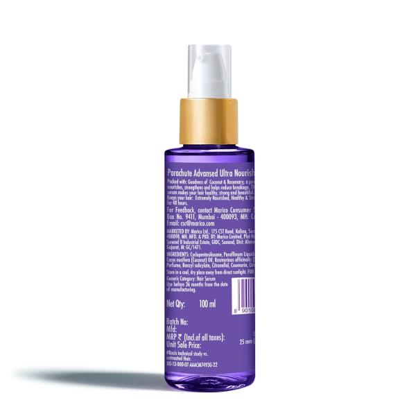 Parachute Advansed Ultra Nourish Hair Serum | Coconut & Rosemary | 48 Hr Frizz Control | 10X Strong Hair | 100ml