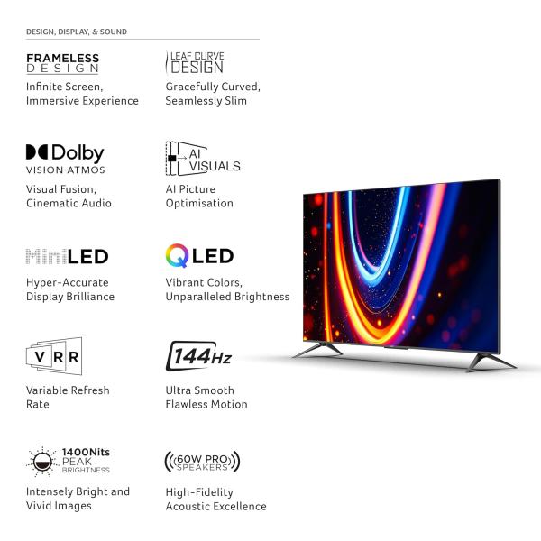 acer 189 cm (75 inches) M Series 4K Ultra HD Smart QLED Mini LED Google TV AR75UDMGR2885AT (Black)