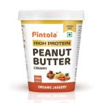 Pintola HIGH Protein ORGANIC JAGGERY Peanut Butter Creamy 1kg with 33g Protein & 7g Fiber, Whey Protein Peanut Butter, Gluten Free, Zero Added Salt, Cholesterol Free, 100% Roasted Peanuts