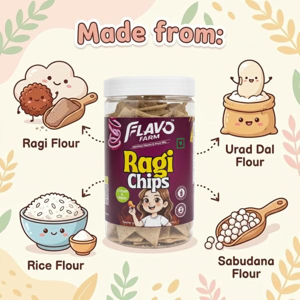 FlavoFarm Ragi Chips – Cream & Onion Flavour 150g