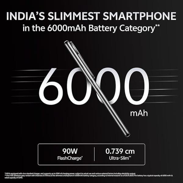 Vivo V50 5G (Titanium Grey, 12GB RAM, 512GB Storage)
