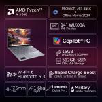 Lenovo IdeaPad 5 2-in-1 AMD Ryzen AI 5 340 (16GB RAM/512GB SSD/14 (35.5cm)/WUXGA IPS/Windows 11/Copilot+PC/Microsoft 365 Basic + Office 2024/Digital Pen 2/Grey/1.6Kg)