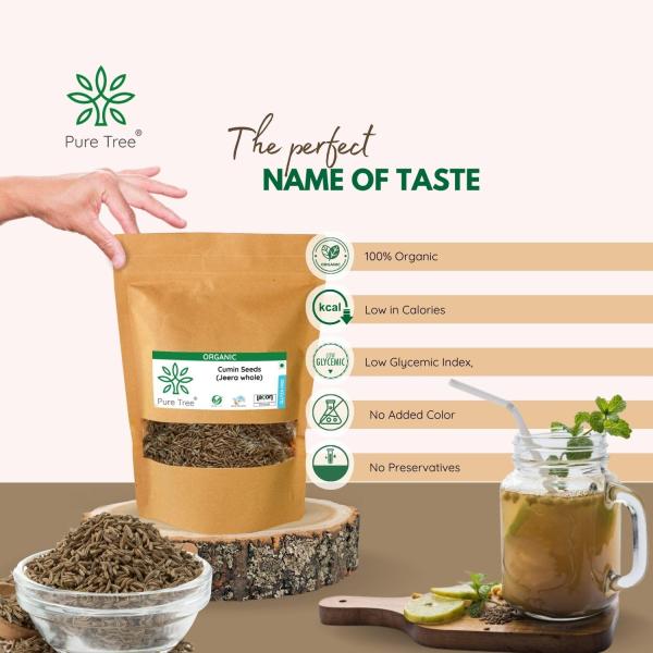 Pure Tree Certified Organic Jeera Seeds | 250 g | Cumin Seeds | Sabut Jeera Whole Spices
