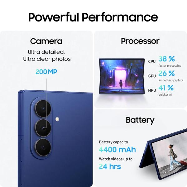 Samsung Galaxy Z Fold7 5G Smartphone with Galaxy AI (Silver Shadow, 12GB RAM, 512GB Storage), Ultra Sleek Design with 200MP Camera, Powerful Snapdragon 8 Elite, Google Gemini