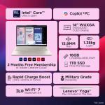 Lenovo Yoga 7 2-in-1 Intel Core Ultra 5 226V,Copilot+ AI PC(16GB RAM/1TB SSD/14(35.5cm)/WUXGA OLED/40 Tops/Win 11/Office Home 2024/Yoga Pen/1Yr ADP/Seashell/1.38Kg)