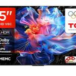 TCL 139 cm (55 inches) Metallic Bezel Less Series 4K Ultra HD Smart LED Google TV 55V6C (Black)