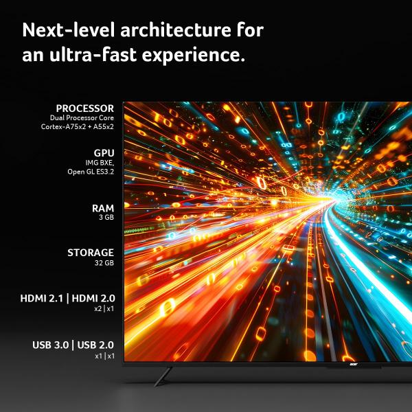 acer 189 cm (75 inches) M Series 4K Ultra HD Smart QLED Mini LED Google TV AR75UDMGR2885AT (Black)