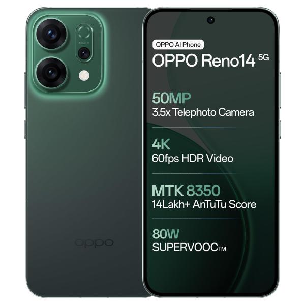 OPPO Reno14 5G (Forest Green, 8GB RAM, 256GB Storage)Forest Green