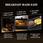 Cadlec MultiChef Pro 3 in 1 Breakfast Maker With Oven Toaster Griller, Coffee Maker, Frying Pan | Adjustable Temperature & Timer, Bake, Grill & Toast- Black