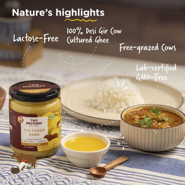Two Brothers Organic Farms A2 Ghee (500 ml) |Glyphosate free|Free-grazed, Desi Gir Cows|
