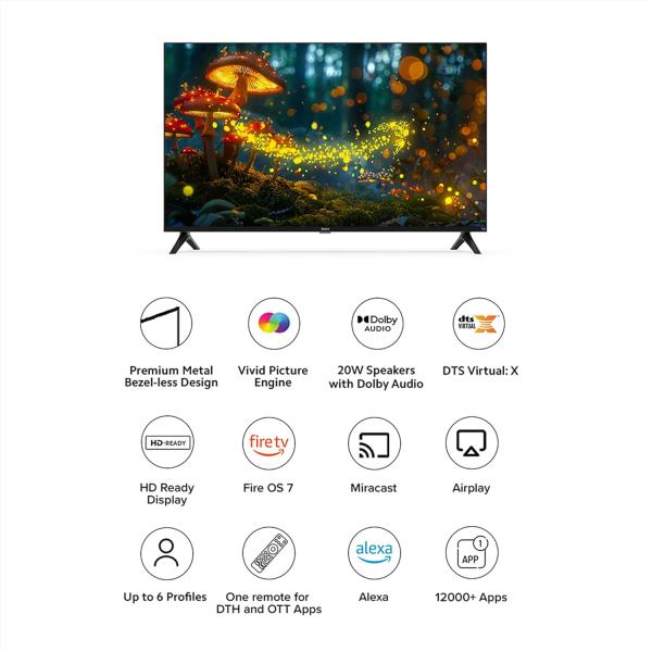 Redmi Xiaomi 80 cm (32 inches) F Series HD Ready Smart LED Fire TV L32MA-FVIN (Black)