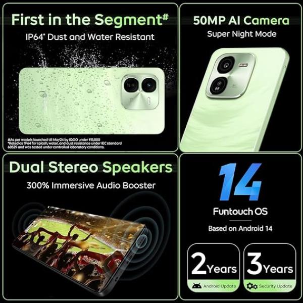 iQOO Z9x 5G (Tornado Green, 4GB RAM, 128GB Storage) | Snapdragon 6 Gen 1 with 560k+ AnTuTu Score | 6000mAh Battery with 7.99mm Slim Design | 44W FlashCharge
