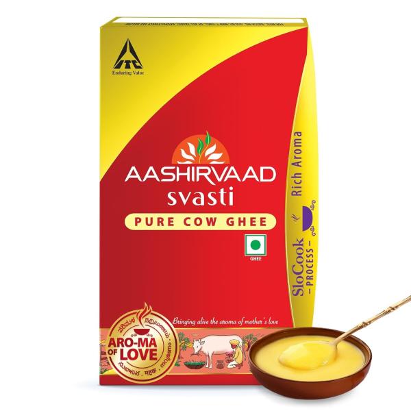Aashirvaad Pure Cow Ghee, Tetrapack, Rich Aroma, 1L