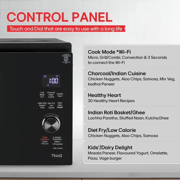 LG 32L Scan to Cook Wi-Fi Enabled Charcoal Convection Healthy Microwave Oven(Motorised Rotisserie for Bar-be-queing at home Diet Fry & 10Year Warranty on Charcoal Heater Black)