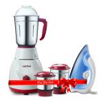 Activa Pluto 3 Jar 600 Watt Mixer Grinder With Coral 750 Watt Dry Iron come with 2 year warranty