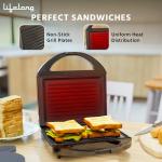 Lifelong LLSM120G Sandwich Griller, Classic Pro 750 W Sandwich Maker with 4 Slice Non-Stick