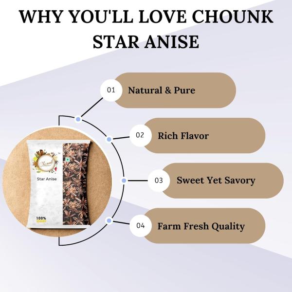Chounk Natural Star Anise 100g (Pack of 1) | Spices Whole Chakri Phool