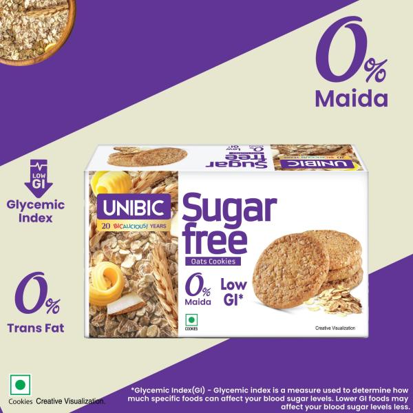 Unibic Sugar Free Oats Cookies I 202.5/225 Gm I Low GI No Maida I Cashew Biscuits I Sugar-Free Snack I Healthy Cookies (weight may vary)