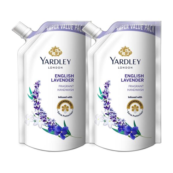 Yardley London English Lavender 650ml Pack of 2 Fragrant Handwash| Infused with Pure Lavender Oil| Germ Protection| For Soft & Fragrant Skin