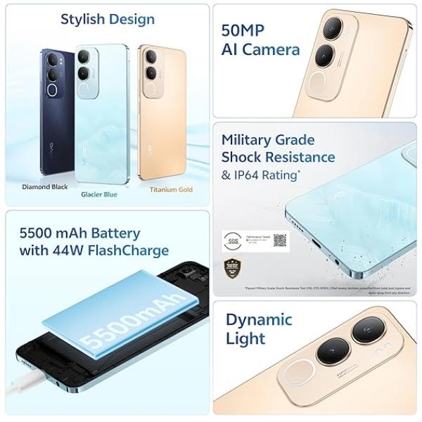 Vivo Y29 5G (Titanium Gold, 8GB RAM, 128GB Storage)