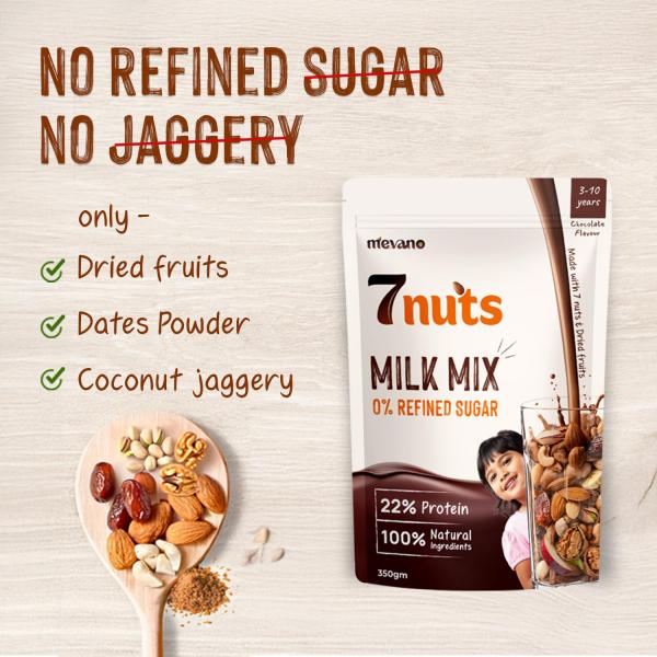 Mevano 7 Nuts Kids Protein Milk Mix Powder | 0 Refined SUGAR, 0 JAGGERY |