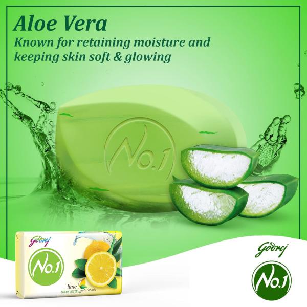 Godrej No.1 Lime & Aloe Vera (150g), Pack of 9 - High TFM (Grade 1 Soap), Long-Lasting Fragrance