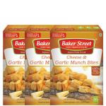 Baker Street Cheese Garlic Munch Bites 150g Khari Snacks Items In Fresh Healthy  (PACK OF 3)