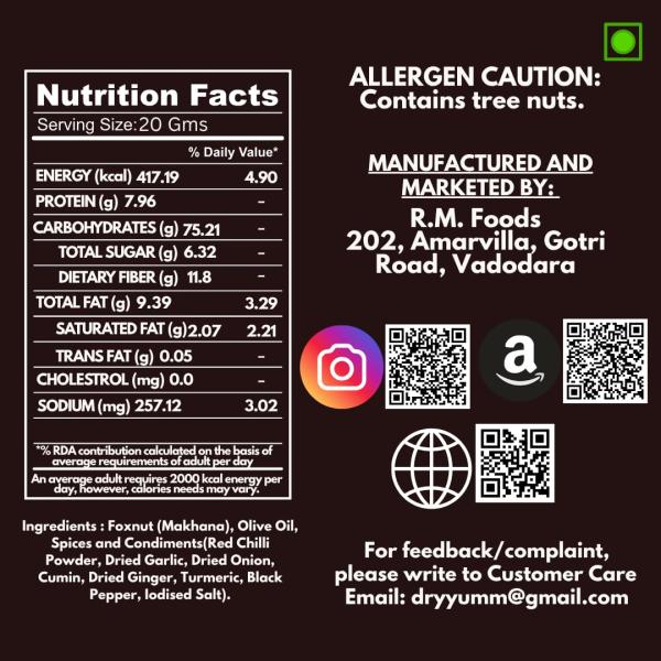 DryYumm (Pack of 3) PUDINA PUNCH, KHATTA MEETHA & PERI PERI MAKHANA - 210g