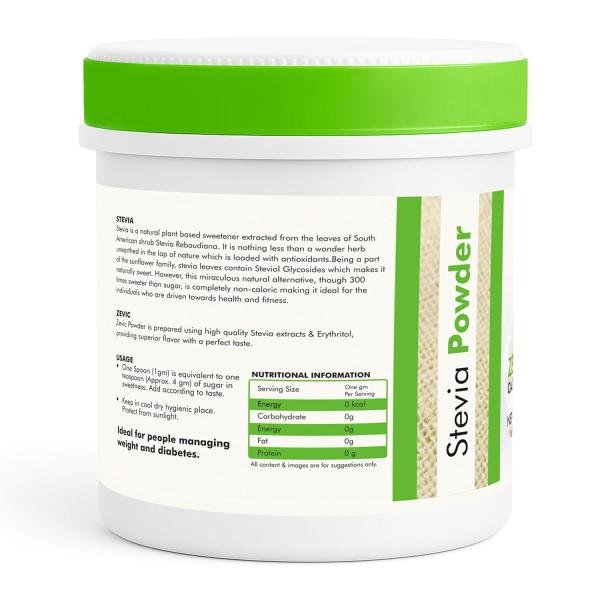 Zevic Stevia Sugar Free White Powder | Zero Calories & Vegan