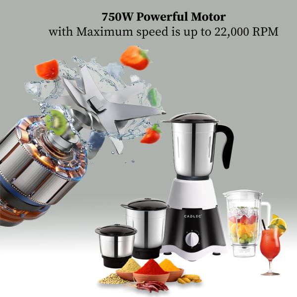 Cadlec JarGenie 4 Jar 750 Watt Mixer Grinder | High-Power Juicer, Blender & Mixer