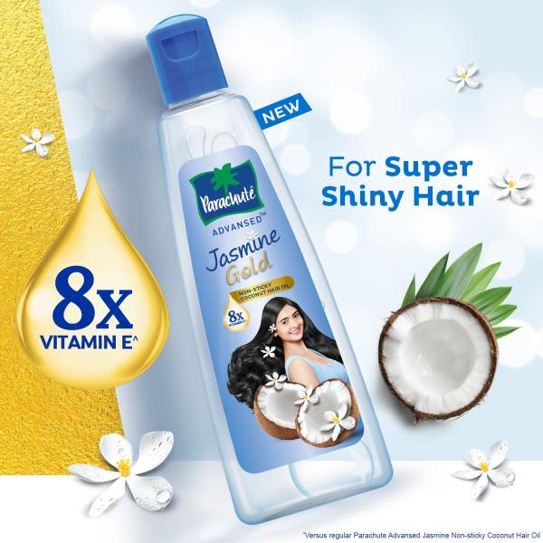 Parachute Advansed Jasmine Gold Coconut Hair Oil With Vitamin-E For Super Shiny Hair, Non-sticky, 500ml