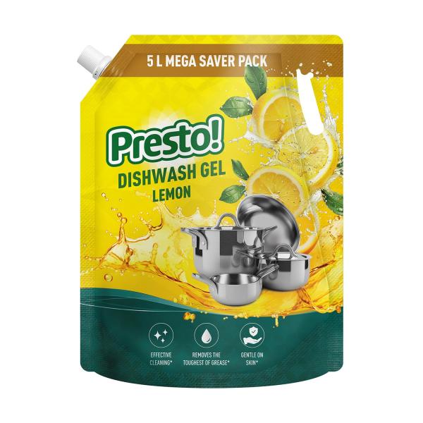 Presto! Dishwash Gel | Lemon | 5 L Refill Value Pack |