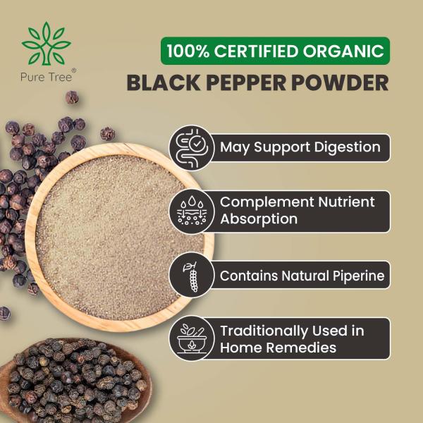 Pure Tree Certified Organic Black Pepper Powder | 250 g