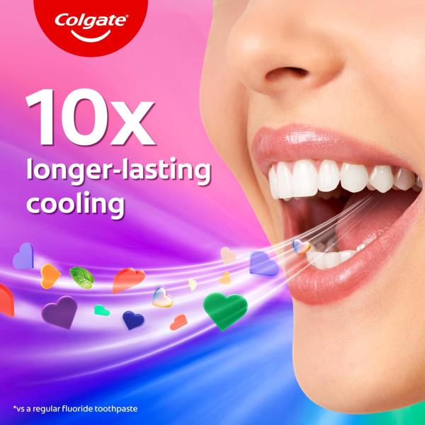 Colgate MaxFresh Rainbow Fresh Gel Toothpaste, with Heart Shaped Cooling Crystals, Triple Mint Flavour, and Ultrafreeze Technology for Intense Freshness, 100g