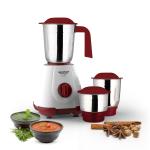 Maharaja Whiteline 500W Livo Pro Mixer Grinder with 3 Stainless Steel Jars with lid and 20,000 RPM Motor Speed (White & Cherry Red)