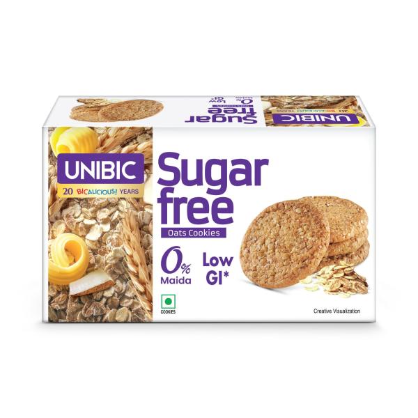 Unibic Sugar Free Oats Cookies I 202.5/225 Gm I Low GI No Maida I Cashew Biscuits I Sugar-Free Snack I Healthy Cookies (weight may vary)