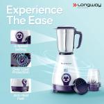 Longway Mix Pro 550 Watt Mixer Grinder with 4 Jars for Grinding, Mixing, Blending, Juicing with Powerful Motor (Purple, 4 Jars)