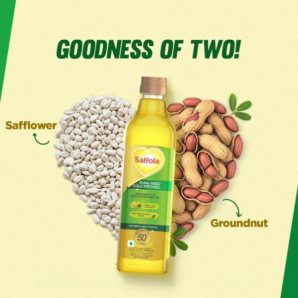 Saffola Cold Pressed Oil, Goodness of 2 - Groundnut & Safflower
