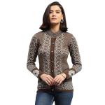 Monte Carlo Womens Self Design Round Neck Full Sleeve Cardigan