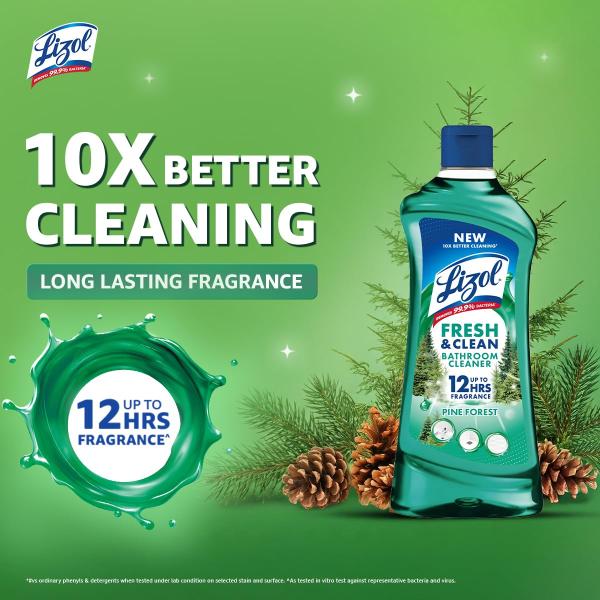Lizol Fresh & Clean Bathroom Cleaner | Pine | 1L | 10X Better Cleaning