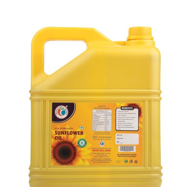 Reviva Well Being Cold Pressed Sunflower Oil 5L | 100% Pure & Natural
