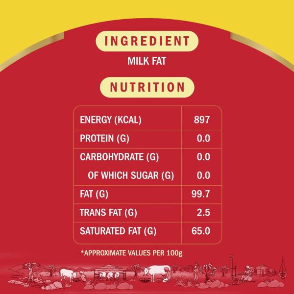 Aashirvaad Pure Cow Ghee, Tetrapack, Rich Aroma, 1L